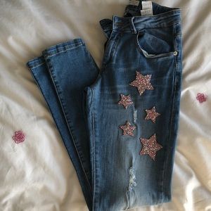 Girls Zara jeans with bedazzled stars